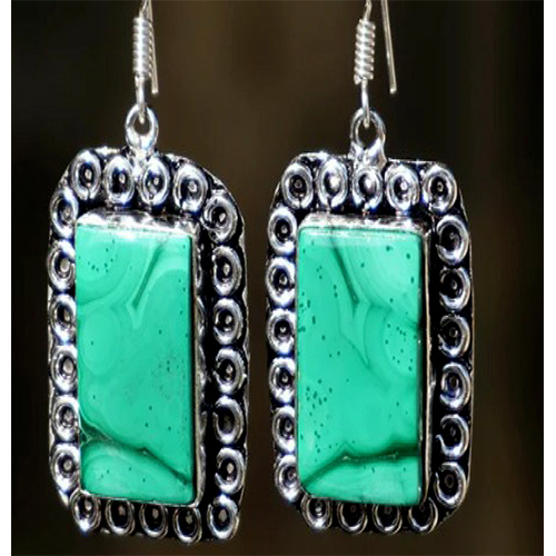 Sterling silver 92.5 % Rectangular Cabochon Gems Earrings