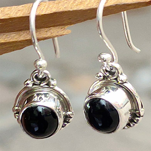 Sterling silver 92.5 % Black Onyx Silver  Earrings