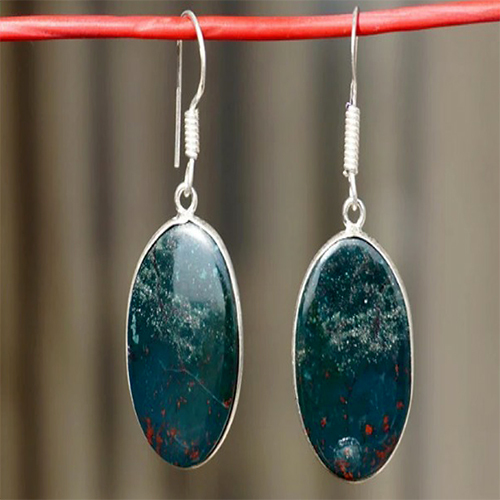 Sterling silver 92.5 % Blood Stone Silver Earrings