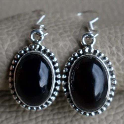 Sterling silver 92.5 % Black Onyx Stone Silver  Earrings