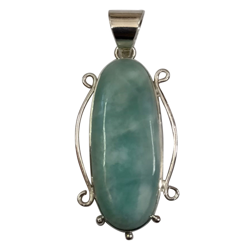 Sterling silver 92.6 % Aqua Marine Cabochon Pendant