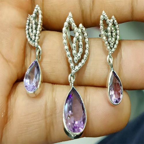 Sterling silver 92.5 % Amethyst Stone 3 Peice Set