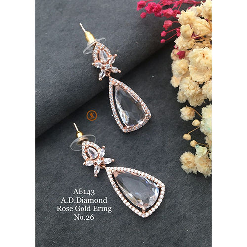 A D Diamond Artificial Rose Gold Earing