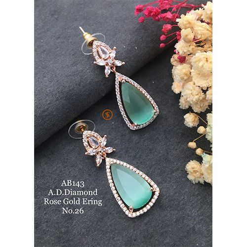 AB 143 A D Diamond Artificial Rose Gold Earing