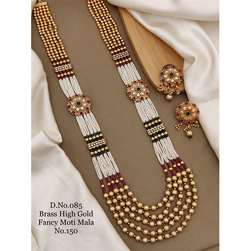 085 Brass High Artificial Gold Fancy Moti Mala