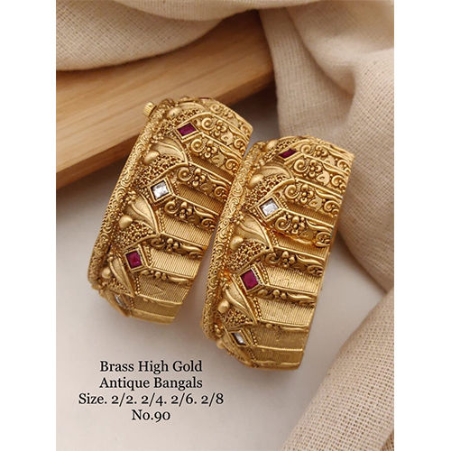 90 Brass High Artificial Gold Antique Bangles Gender: Women