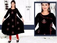 NAYRA KURTI - Rayon, Size XL, Color Mix | Trendy Ethnic Dress with Full Sleeves, No Fade, Washable, Printed Pattern, Embroidered Design