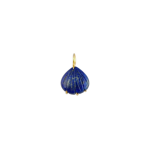 Lapis lazuli Gemstone Sea Shell Carved Gold Vermeil Prong set Pendant