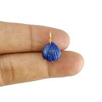 Lapis lazuli Gemstone Sea Shell Carved Gold Vermeil Prong set Pendant