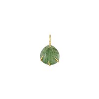 Charms Green Strawberry Quartz Gemstone Sea Shell Carved Gold Vermeil Prong Set Pendant