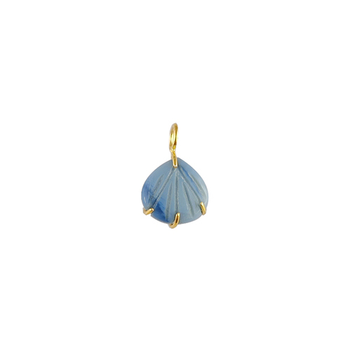 Blue Opal Gemstone Sea Shell Carved Gold Vermeil Prong set Pendant