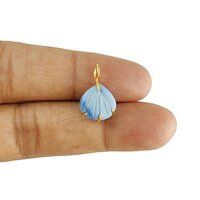 Blue Opal Gemstone Sea Shell Carved Gold Vermeil Prong set Pendant