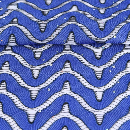 Laminated Mesh Lace 100% Polyester Fabric - Color: Blue