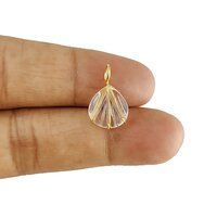 Crystal Quartz Gemstone Sea Shell Carved Gold Vermeil Prong set Pendant