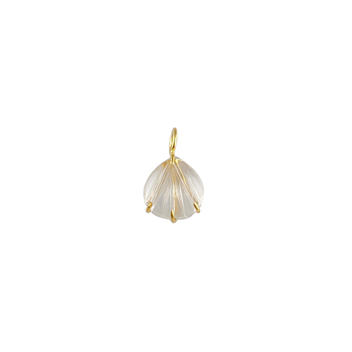 Crystal Quartz Gemstone Sea Shell Carved Gold Vermeil Prong set Pendant