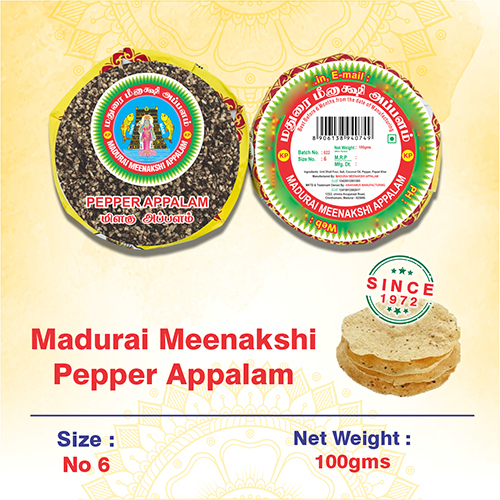 Brown 100 Gm Pepper Appalam Papad