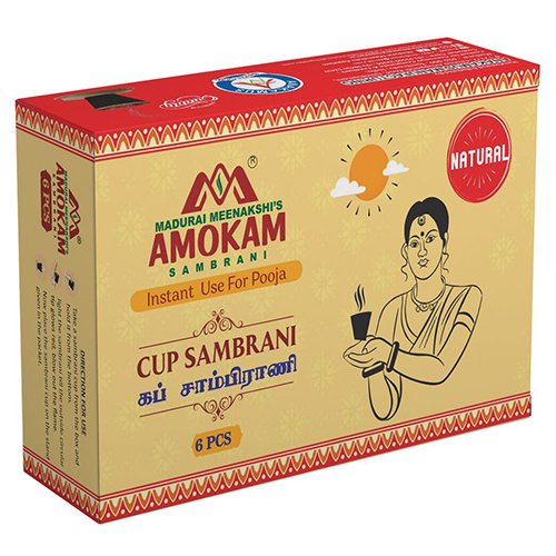 Amokam Cup Sambrani (Black) 6 Pcs