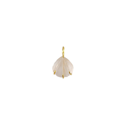 Rose Quartz Gemstone Sea Shell Carved Gold Vermeil Prong set Pendant