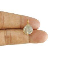 Gray Moonstone Gemstone Sea Shell Carved Gold Vermeil Prong set Pendant