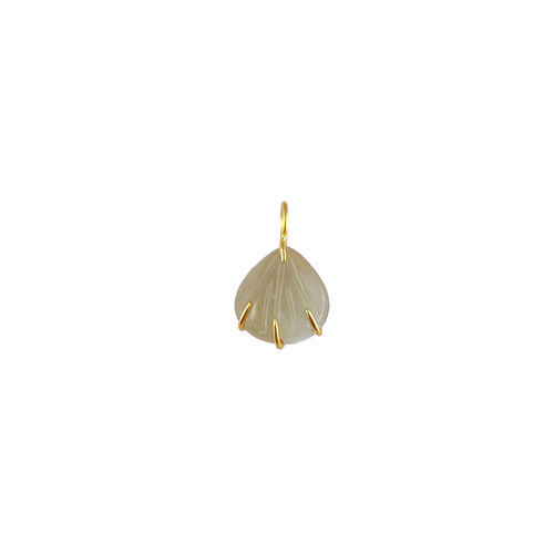 Gray Moonstone Gemstone Sea Shell Carved Gold Vermeil Prong set Pendant