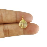 Lemon Quartz Gemstone Sea Shell Carved Gold Vermeil Prong set Pendant