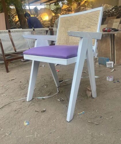 white wooden with cane and cushion arm chair for cafe rastaurants