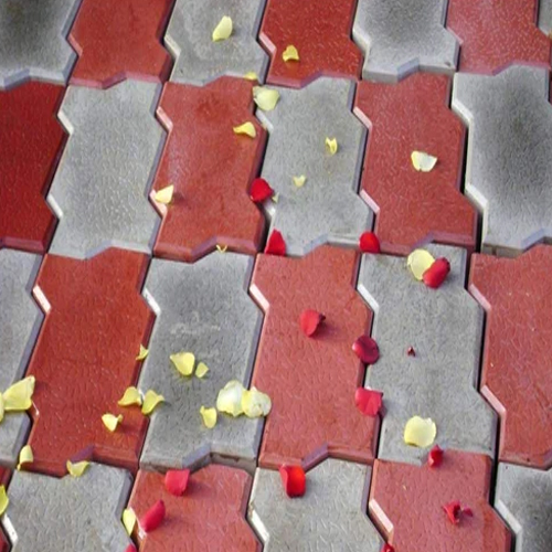 Red-Grey Zigzag Glossy Paver Block