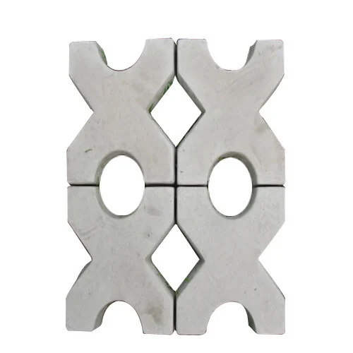 X Shaped Grass Paver Block - Concrete 60 Millimeter Thickness White Color | Durable Permeable Design for Pedestrian & Vehicle Use