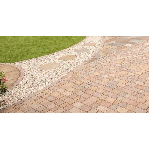 Parking Blocks Tiles - Cement Concrete, 60mm Thick, Sizes 8x4 to 8x11 Inches, Browns/Tans, Matt Finish, Non-Slip Surface, Square Edge Pattern