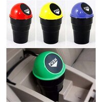Mini Car Trash Bin Can Holder Dustbin (1738) - Plastic, 10x10x14 Cm, Assorted Colors | Compact Design For Vehicle Waste Management