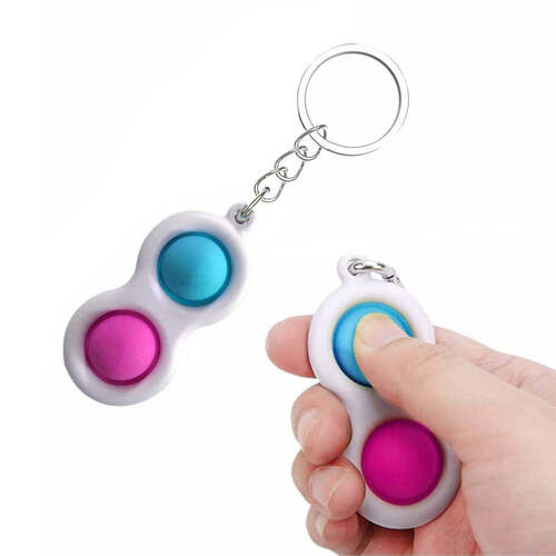 Simple Dimple Fidget Toy Mini Keychain (4850) - Plastic 9x5x2 cm Multi/Assorted Color | Mini Pop-It Keychain for Stress Relief and Focus