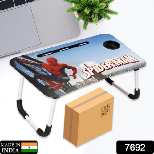 Foldable Laptop Spiderman Printed Table for Adults  Portable Study Table for Kids Work from Home Lapdesk with Tablet Holder and Cupholder Table 7692