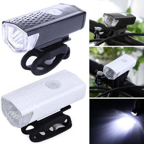USB Rechargeable Bicycle Light Set 400 Lumen Super Bright Headlight Front Lights (1637)
