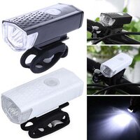 Usb Rechargeable Bicycle Light Set 400 Lumen Super Bright Headlight Front Lights (1637) - Plastic, 18x11x5 Cm | Black And White Design, Usb Rechargeable, 400 Lumen Brightness