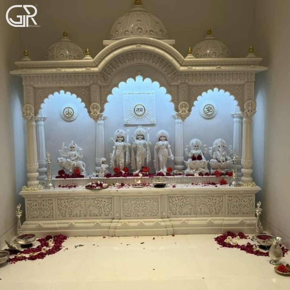 Beautiful carved Makrana marble mandir