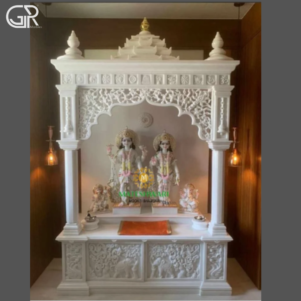 Polished marble home mandir