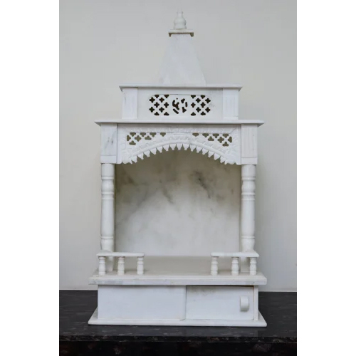 Hand Carved White Marble Pooja Temple - Use: Home Decoration