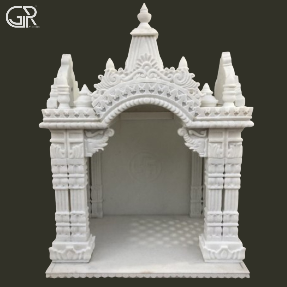 Hand Carved White Marble Pooja Temple
