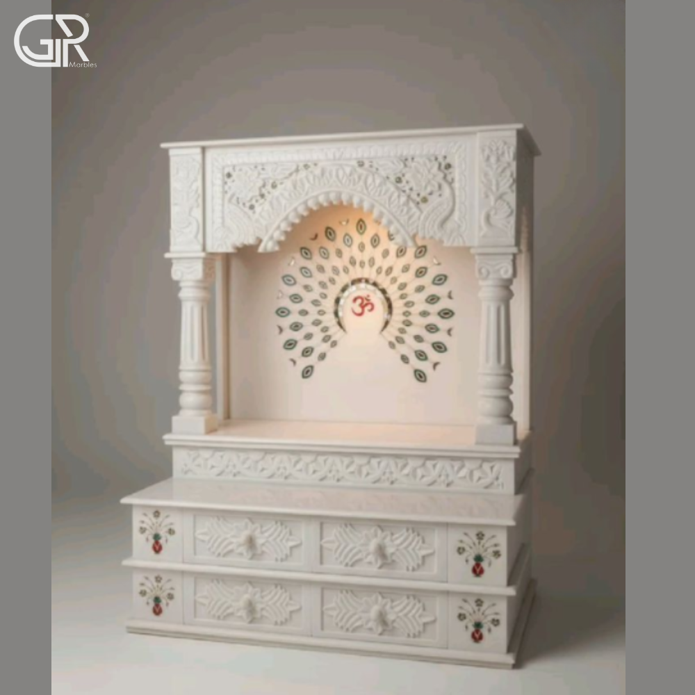 Makrana white marble inlay temple