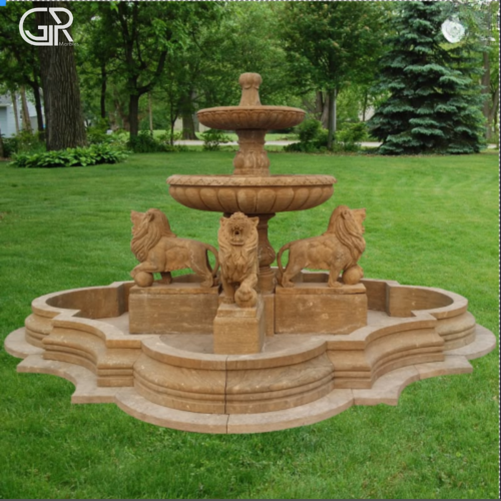 Teakwood Carving Sandstone Water Fountain