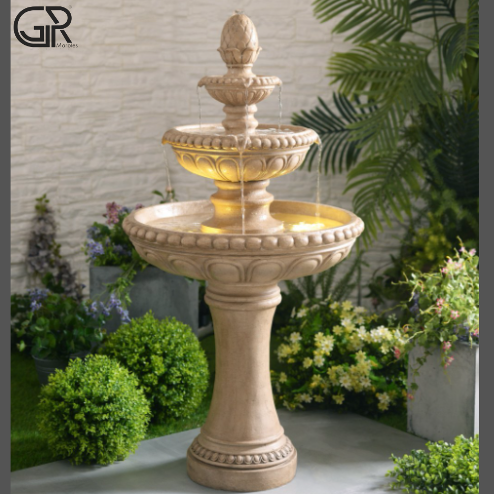 Dholpur Sandstone Water Fountain - Color: Beige