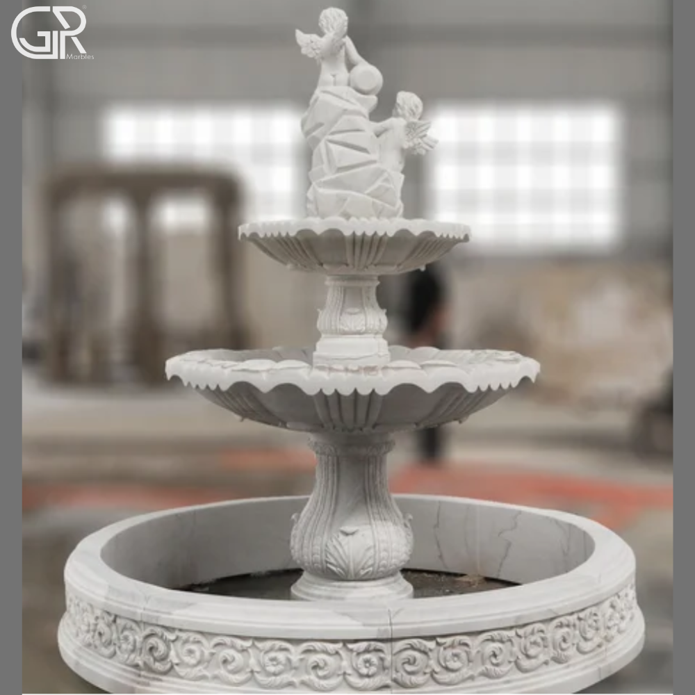 Statue Holding Marble Water Fountain