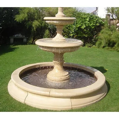 Natural Sandstone Garden Decorative Round Shape Water Fountain - Color: White