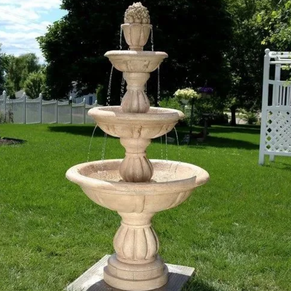 Handmade Garden Stone Fountain - Color: Beige