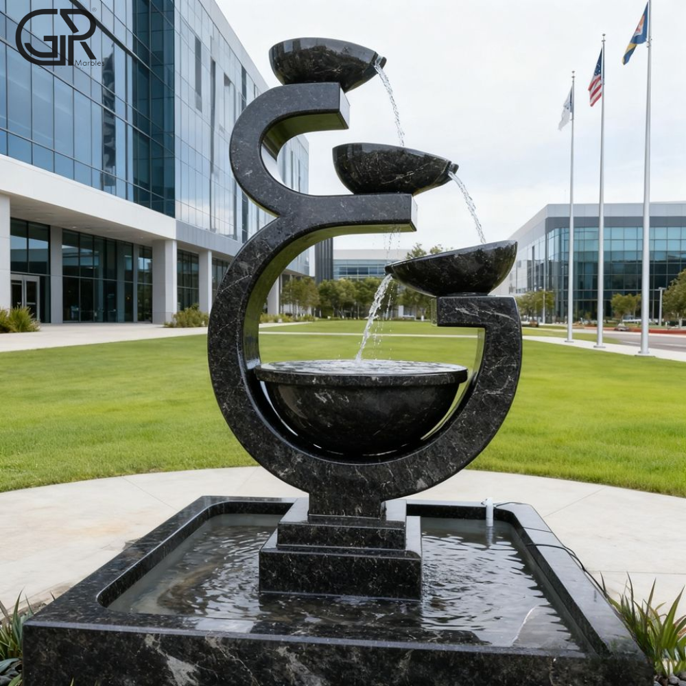 Black Marble Water Fountain - Feature: Decorative