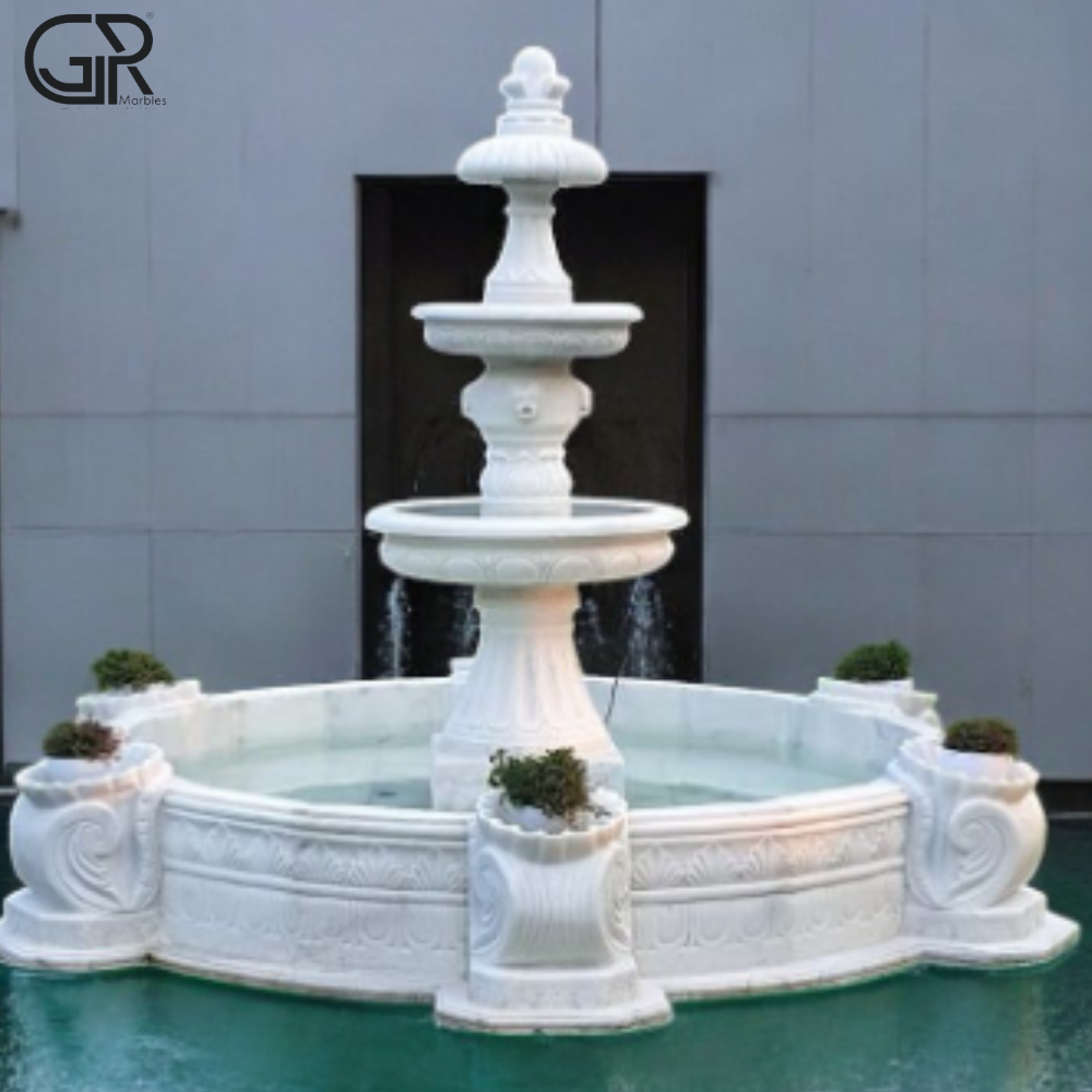 3 Tier Marble Outdoor Fountain