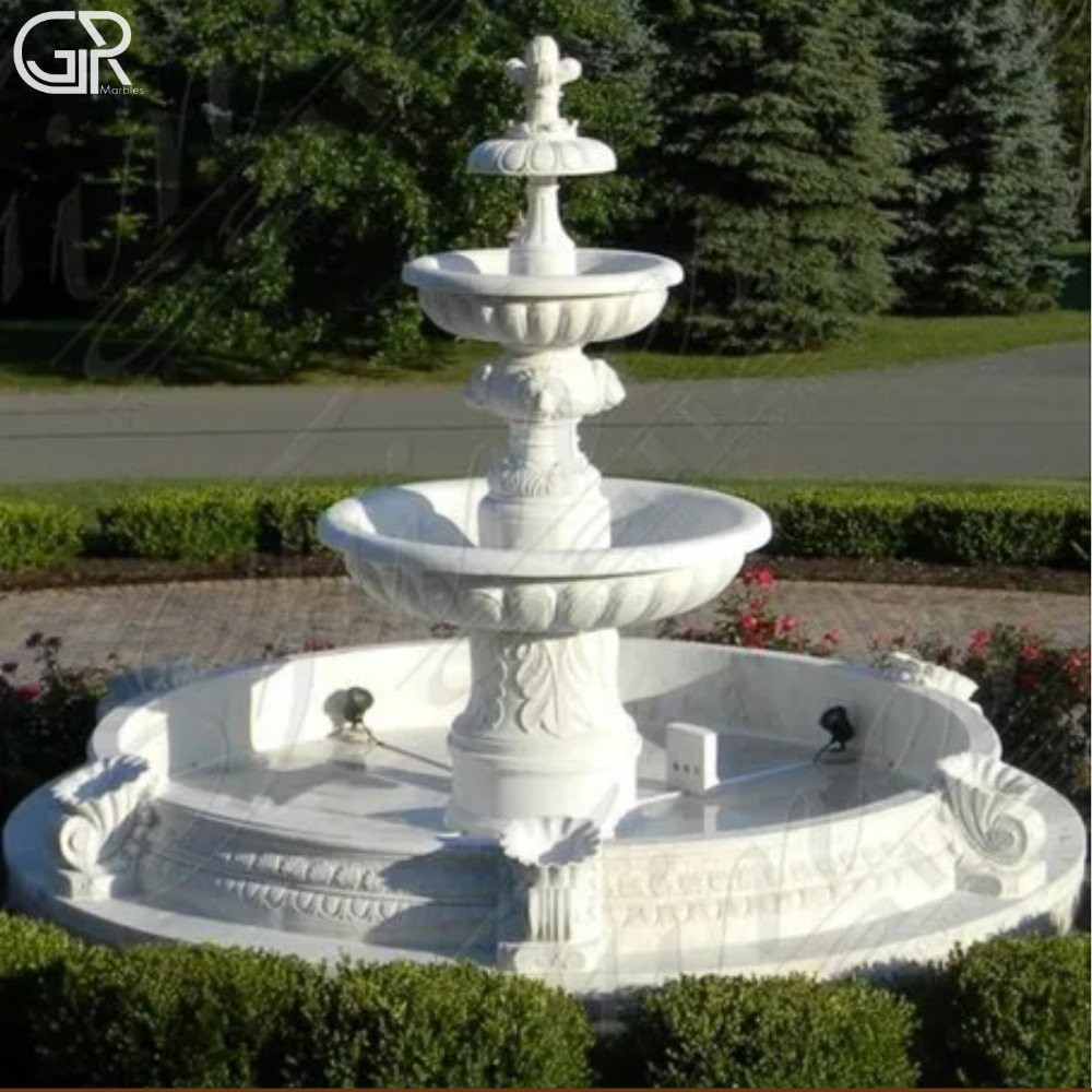White Stylish Carving Marble Fountain
