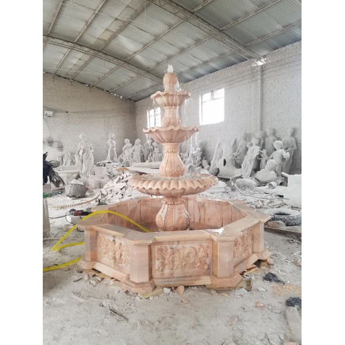 Carving pink marble water fountain