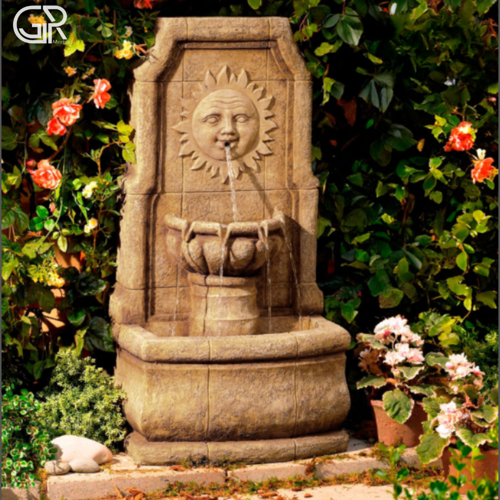 sandstone wall water fountain
