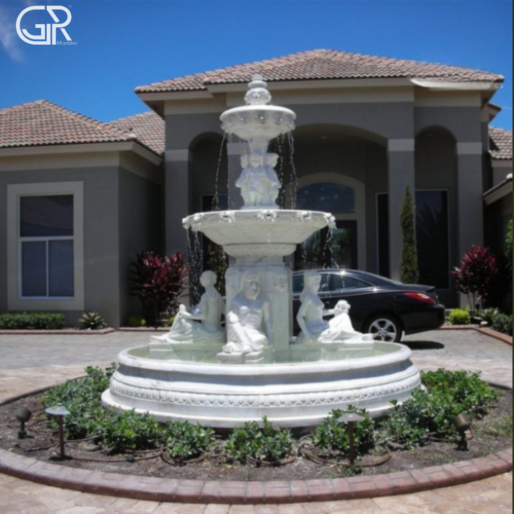 makrana white marble water fountain